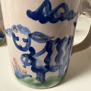 MA Hadley Hand-Painted Blue Coffee Mugs . Set of five(5)